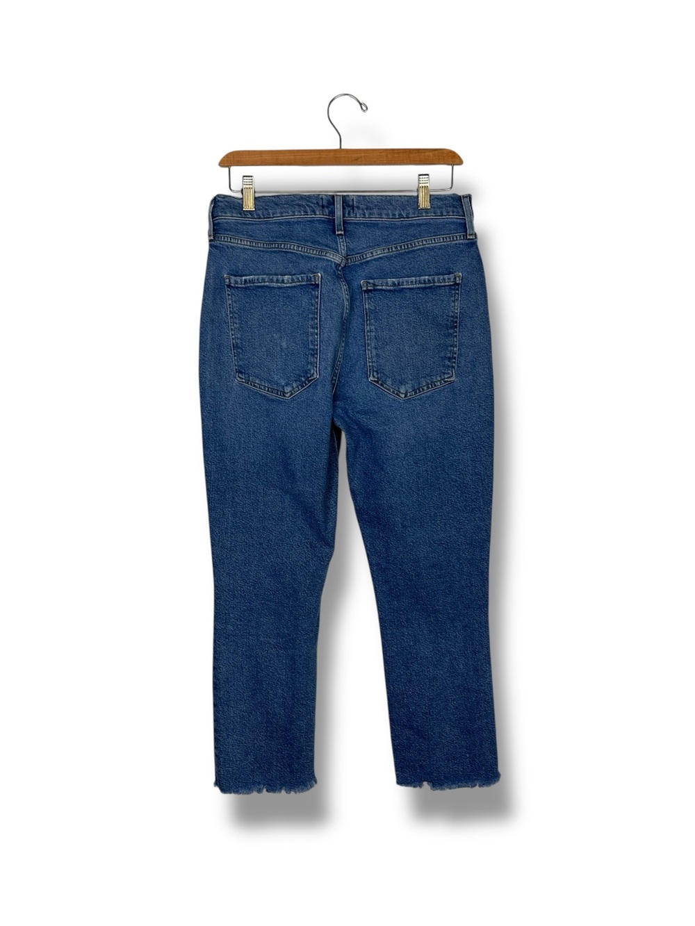 Agolde Jeans Sz 29 Riley High Rise Straight Button Fly Ankle Crop Organic Fray - Picture 7 of 10